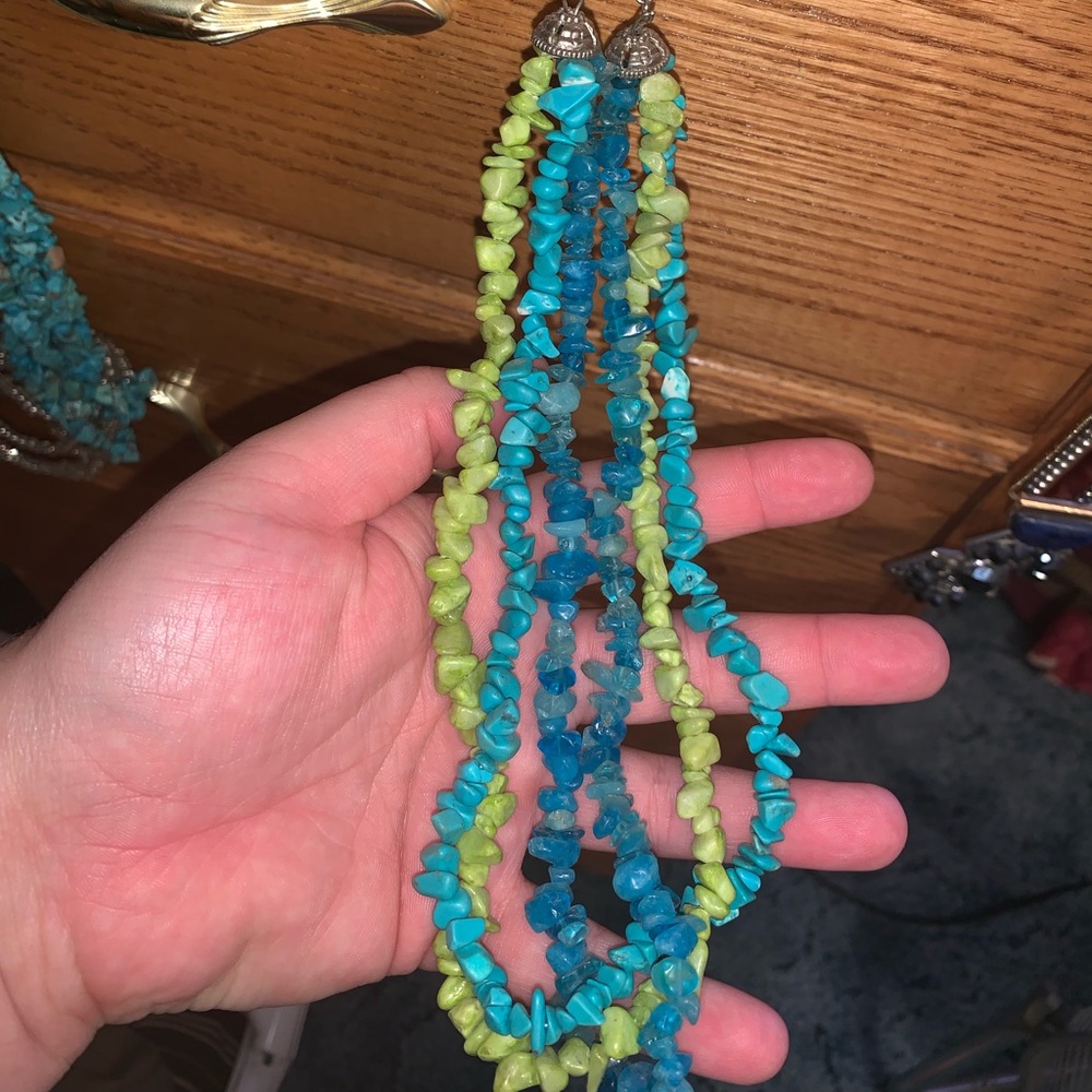 Green/Turquoise/Blue Multistrand Necklace